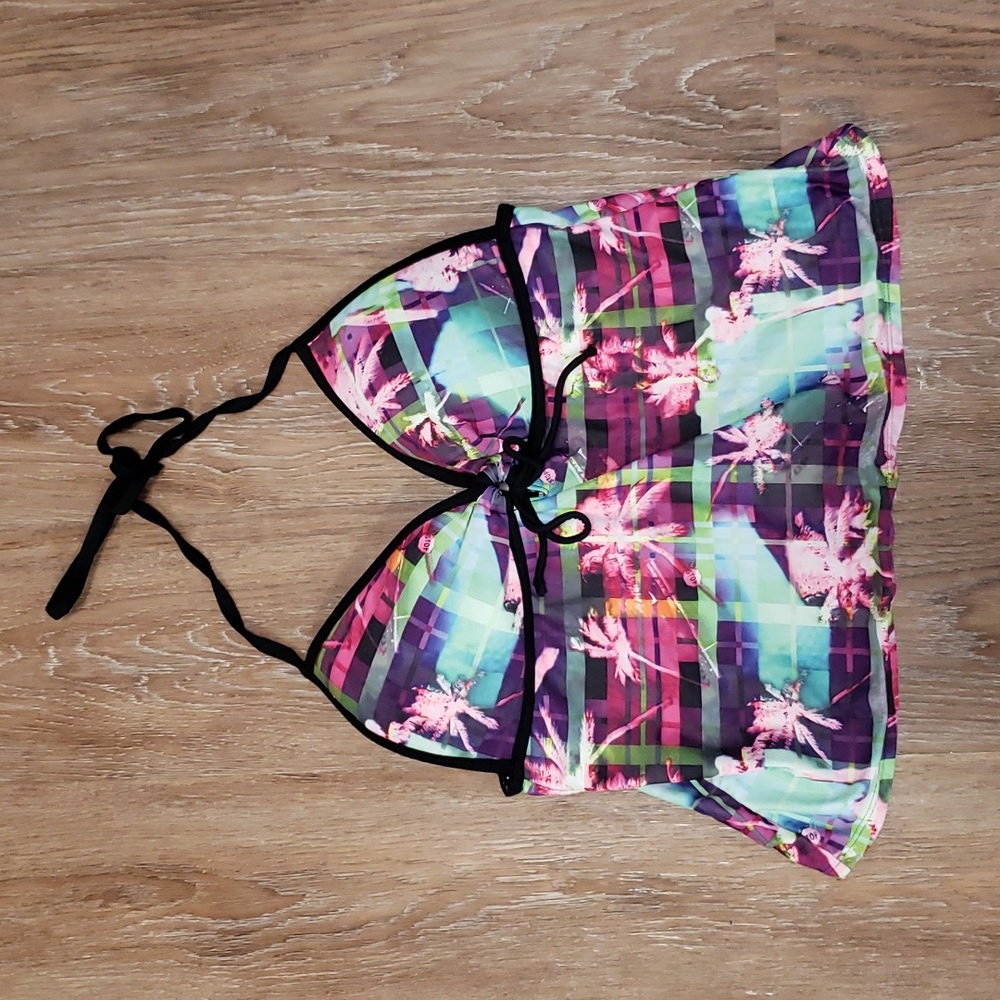 (XL) Op Ocean Pacific Tankini Top Swimwear Colorful Palm Print Vacation Beach